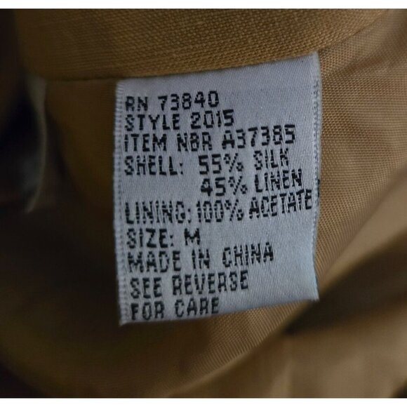 Vtg Silk Lore Blazer Jacket Medium Butterscotch Tan Safari Utility Retro Silk - Picture 14 of 14